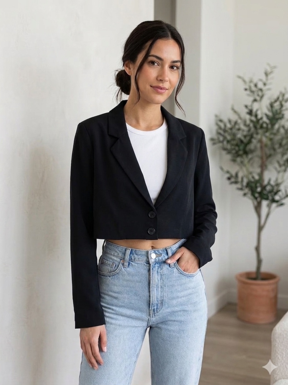 No Comment NY•LA Black Cropped Blazer Jacket - Size Large